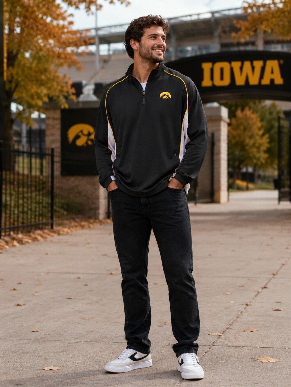 Men's Black & Gold Lightweight Team Quarter-Zip Pullover